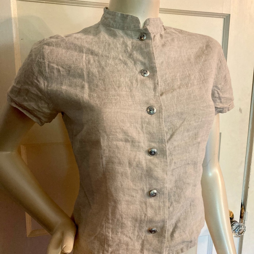 🏯Vintage 1990s J. Jill Ltd. Grey Linen Button Down Shirt, size Petite Small - Picture 3 of 6
